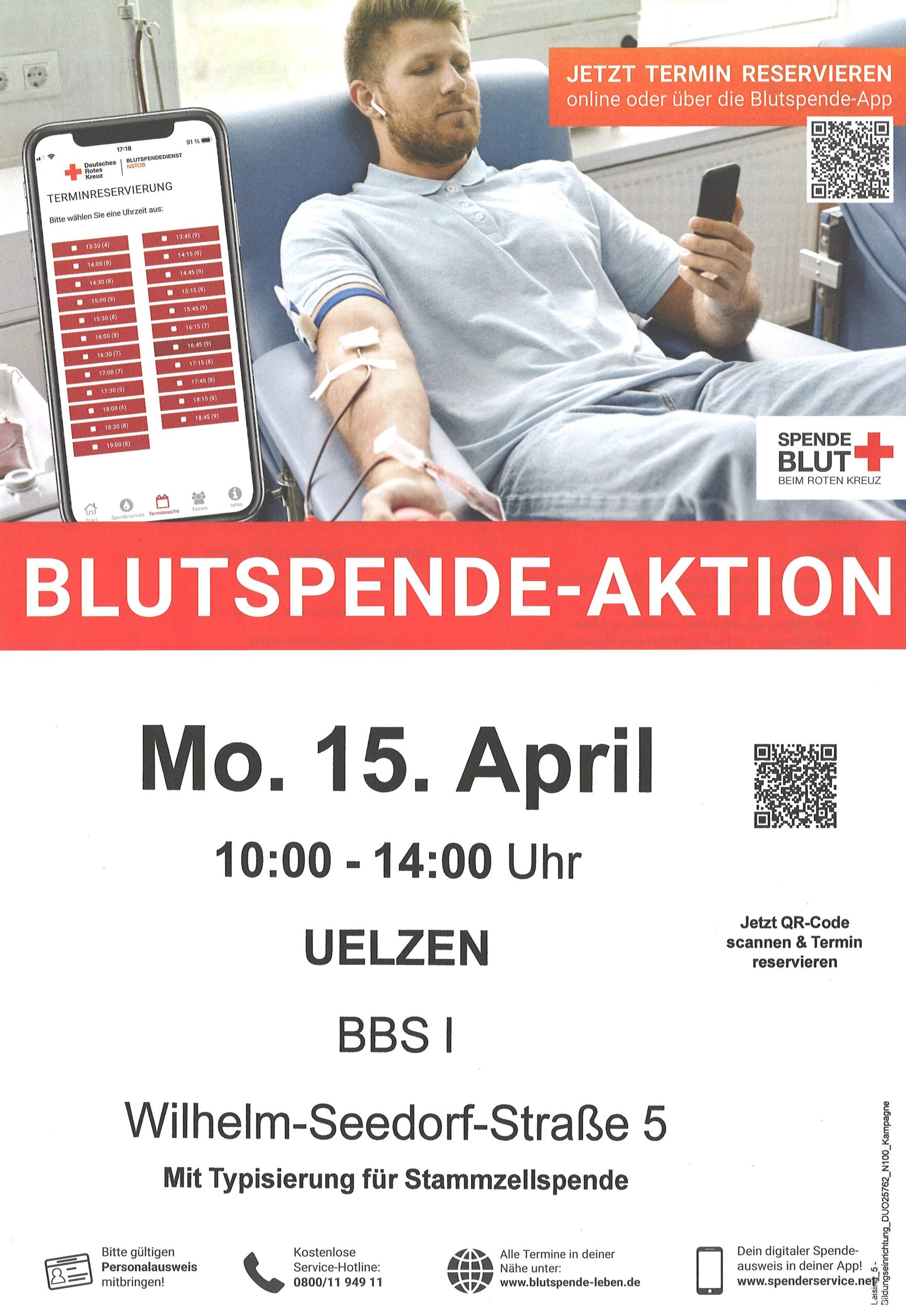 Blutspende am 15 April 2024 in der BBS 1 Uelzen